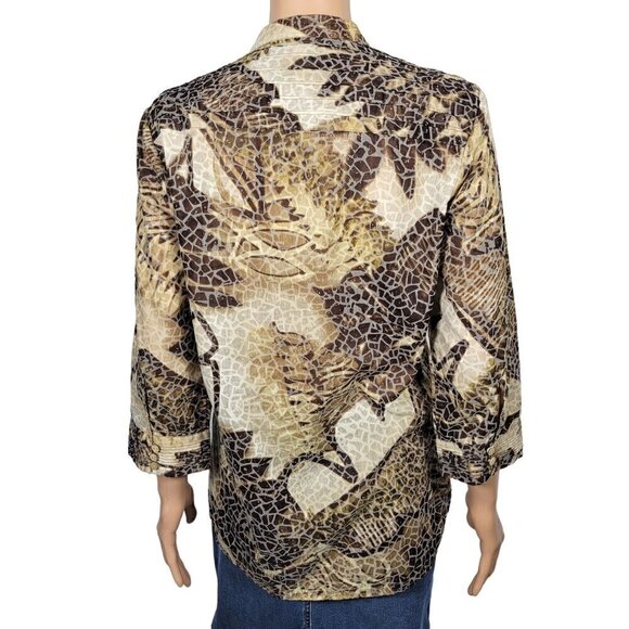 Coldwater Creek Women's Brown Animal Print Pattern, Textured Tunic Top Size M - Picture 6 of 10
